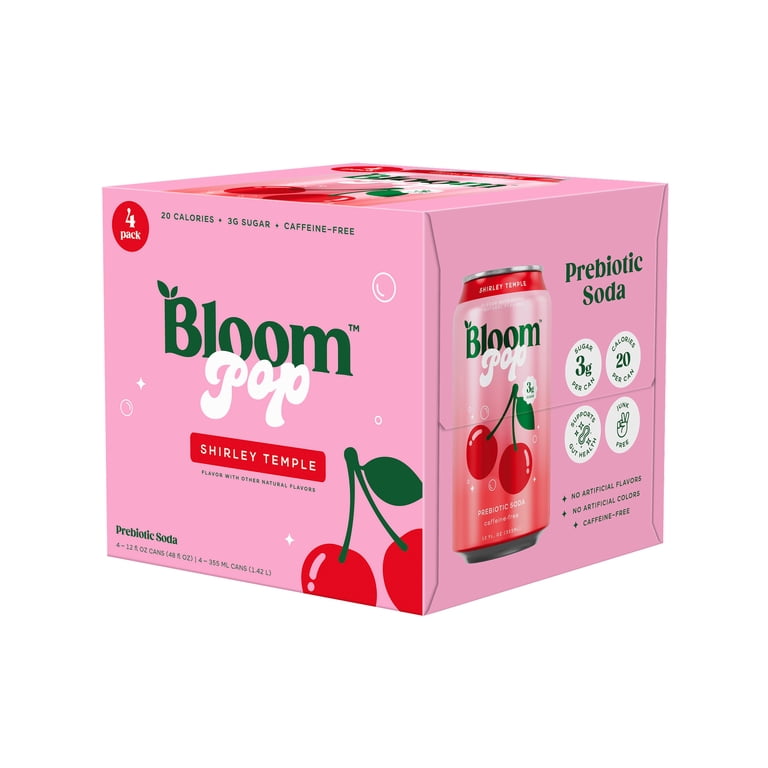 Bloom Nutrition Pop Shirley Temple Prebiotic Soda, 12 fl oz, 4