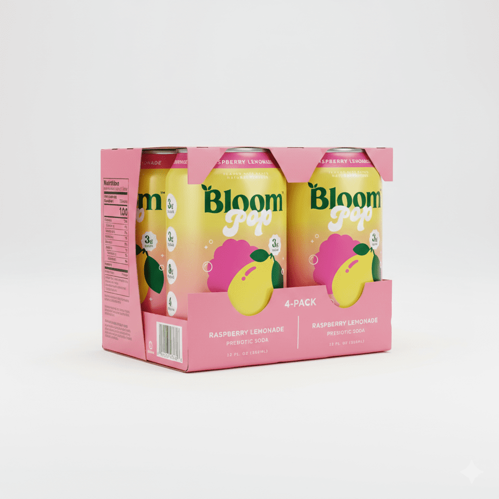 🍇 Bloom Pop Prebiotic Soda, Raspberry Lemonade, 12 fl oz Cans, 4-Pack ...