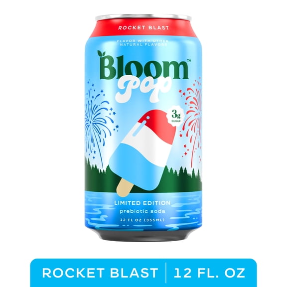 Bloom Nutrition Pop Prebiotic Soda, Rocket Blast, 12 fl oz Can
