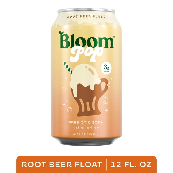 Bloom Nutrition Pop Prebiotic Soda, Root Beer Float, 12 fl oz, Can