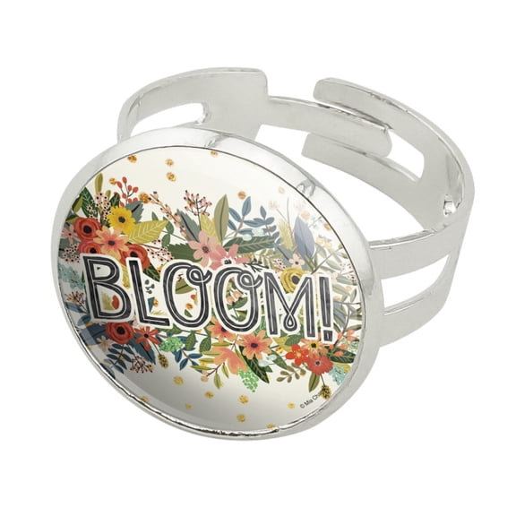 Bloom Pretty Flowers Spring Silver Plated Adjustable Novelty Ring