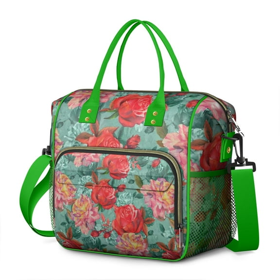 Bloom Print Insulated Cooler Bag - Large Leakproof Tote for Picnics, Travel & Work, Multi-Pocket Waterproof Thermal Design