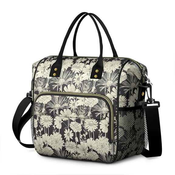 Bloom Print Insulated Cooler Bag - Large Leakproof Tote for Picnics, Travel & Work, Multi-Pocket Waterproof Thermal Design