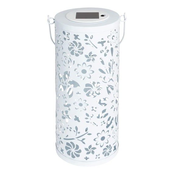 Allsop Home and Garden 32161 Bloom Lantern-White Punched Metal Solar Light