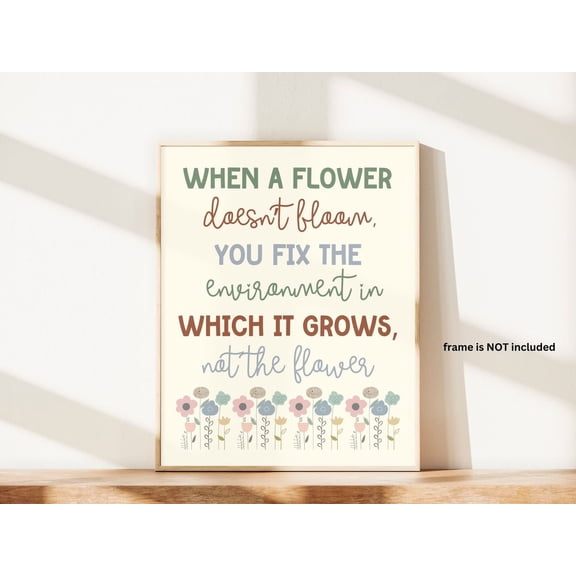 Bloom Quote Therapy Office Wall Art Print, Unframed Paper Poster 8x10in