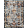 thumbnail image 1 of Bloom Rugs Washable Non-Slip 10 ft Runner - Blue / Orange Traditional Bordered Runner for Entryway, Hallway, Bathroom, and Kitchen - Exact size: 2.5' x 10', 1 of 10