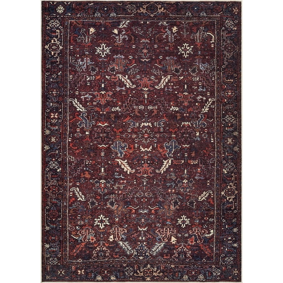 Bloom Rugs Washable Non-Slip 12 ft Runner - Burgundy Traditional Bordered Runner for Entryway, Hallway, Bathroom, and Kitchen - Exact size: 2.5' x 12'