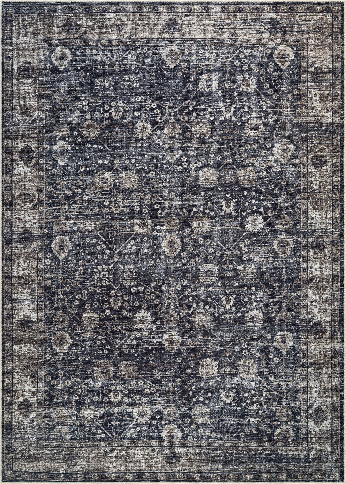 Stone Bloom Rug Bloom Rugs Washable Non-Slip 2' x 3' Rug - Black / Brown Traditional ...