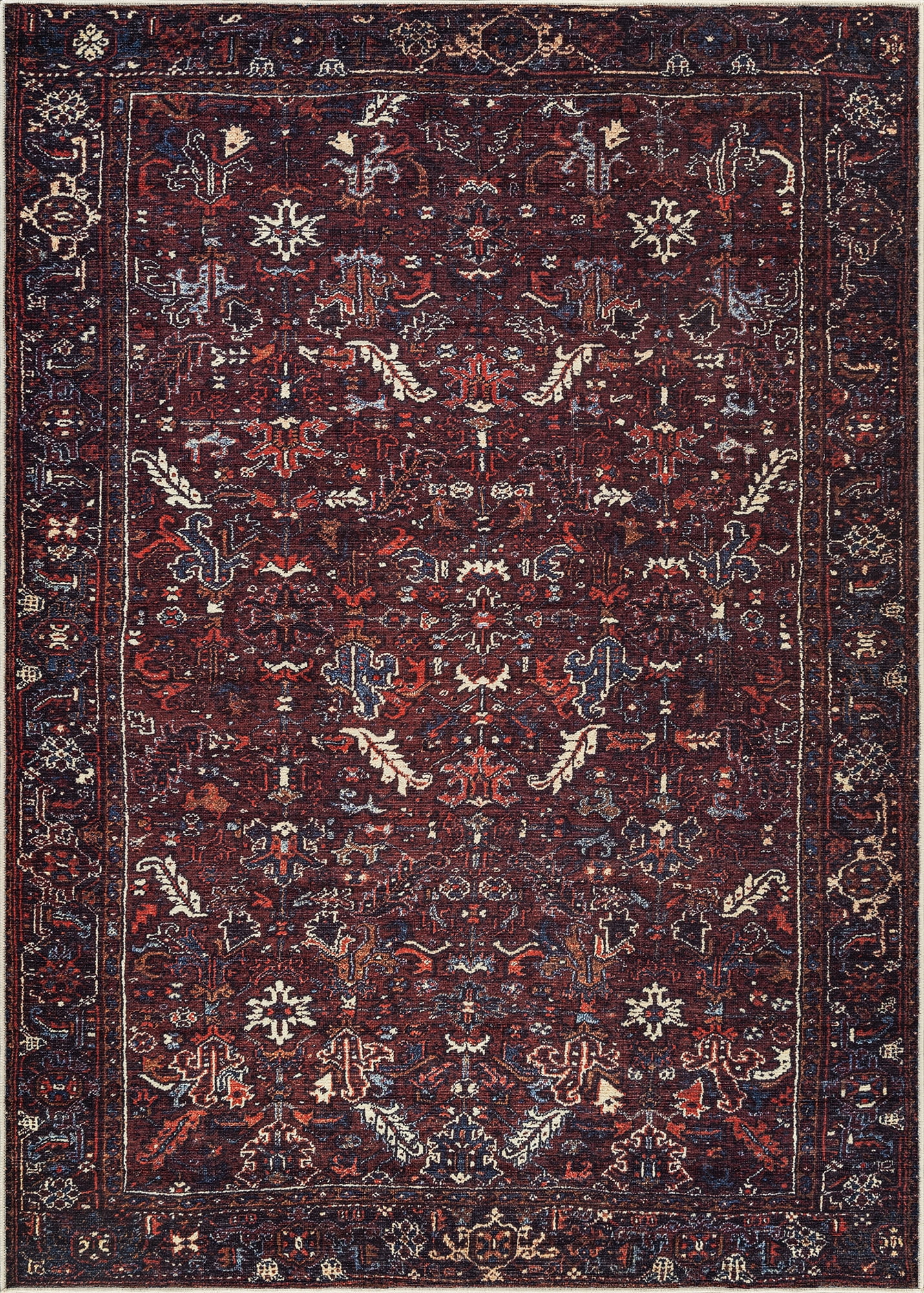 Bloom Rugs Washable Non-Slip 2' x 3' Rug - Burgundy Traditional ...