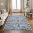 thumbnail image 1 of Bloom Rugs Washable Non-Slip 4' x 6' Rug - Blue / Ivory Striped Area Rug for Living Room, Bedroom, Dining Room, and Kitchen - Exact size: 4' x 6', 1 of 9