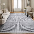 thumbnail image 1 of Bloom Rugs Washable Non-Slip 6' x 9' Rug - Black / Ivory Striped Area Rug for Living Room, Bedroom, Dining Room, and Kitchen - Exact size: 6' x 9', 1 of 10