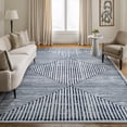 thumbnail image 1 of Bloom Rugs Washable Non-Slip 6' x 9' Rug - Blue / Ivory Striped Area Rug for Living Room, Bedroom, Dining Room, and Kitchen - Exact size: 6' x 9', 1 of 10