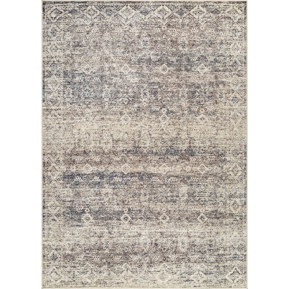 Bloom Rugs Washable Non-Slip 6x9 Rug - Beige Brown / Teal Traditional Oriental Area Rug for Living Room, Bedroom, Dining Room, and Kitchen - Exact size: 6' x 9'