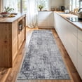thumbnail image 1 of Bloom Rugs Washable Non-Slip 7 ft Runner - Gray / Charcoal / Blue Modern Abstract Runner for Entryway, Hallway, Bathroom, and Kitchen - Exact size: 2.5' x 7', 1 of 10