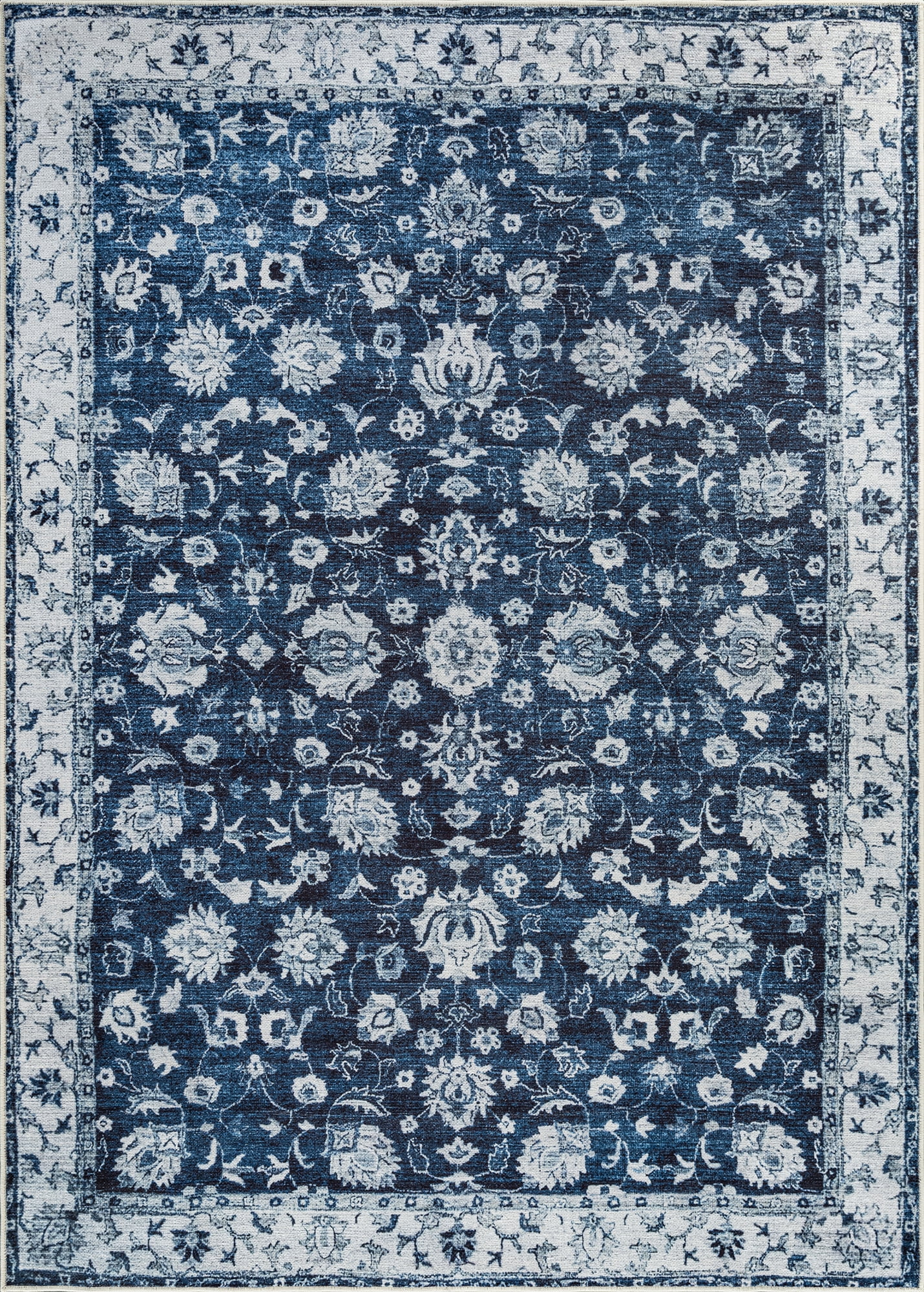 Bloom Rugs Washable Non-Slip 8' x 10' Rug - Dark Blue Traditional ...