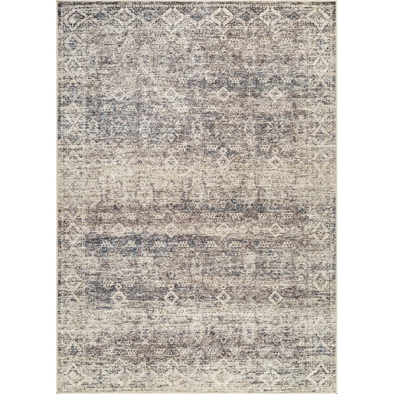 Bloom Rugs Washable Non-Slip 8x10 Rug - Beige Brown / Teal Traditional Oriental Area Rug for Living Room, Bedroom, Dining Room, and Kitchen - Exact size: 8' x 10'