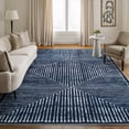 thumbnail image 1 of Bloom Rugs Washable Non-Slip 9' x 12' Rug - Blue Striped Area Rug for Living Room, Bedroom, Dining Room, and Kitchen - Exact size: 9' x 12', 1 of 10