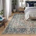thumbnail image 1 of Bloom Rugs Washable Non-Slip 9x12 Rug - Blue Green / Tangerine Traditional Oriental Area Rug for Living Room, Bedroom, Dining Room, and Kitchen - Exact size: 9' x 12', 1 of 9