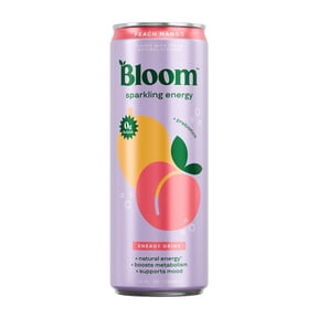 Bloom Nutrition Sparkling Energy Drink, Peach Mango, 12 fl oz Single Can