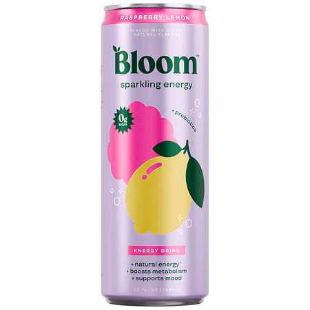 Bloom Nutrition Sparkling Energy Drink, Razzberry Lemon, 12 fl oz Single Can