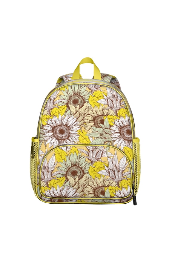 Bloom Sunflower Pattern Backpack - Comfort-fit Padded School Bag with Double Zipper Sliders