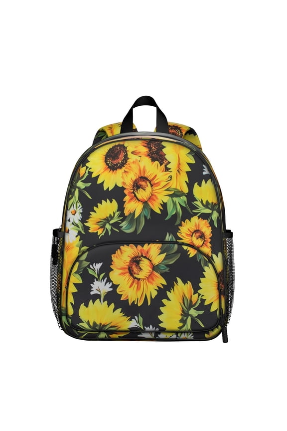 Bloom Sunflower Pattern Backpack - Comfort-fit Padded School Bag with Double Zipper Sliders