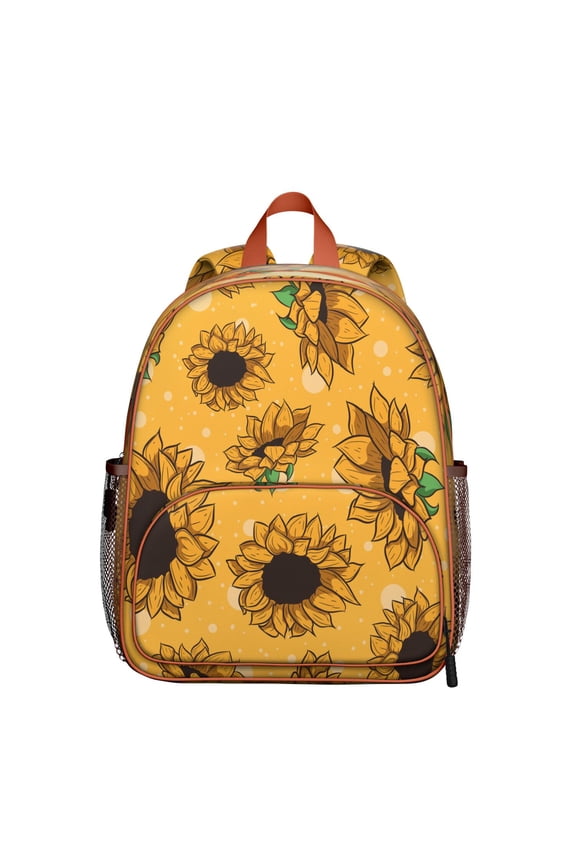 Bloom Sunflower Pattern Backpack - Comfort-fit Padded School Bag with Double Zipper Sliders