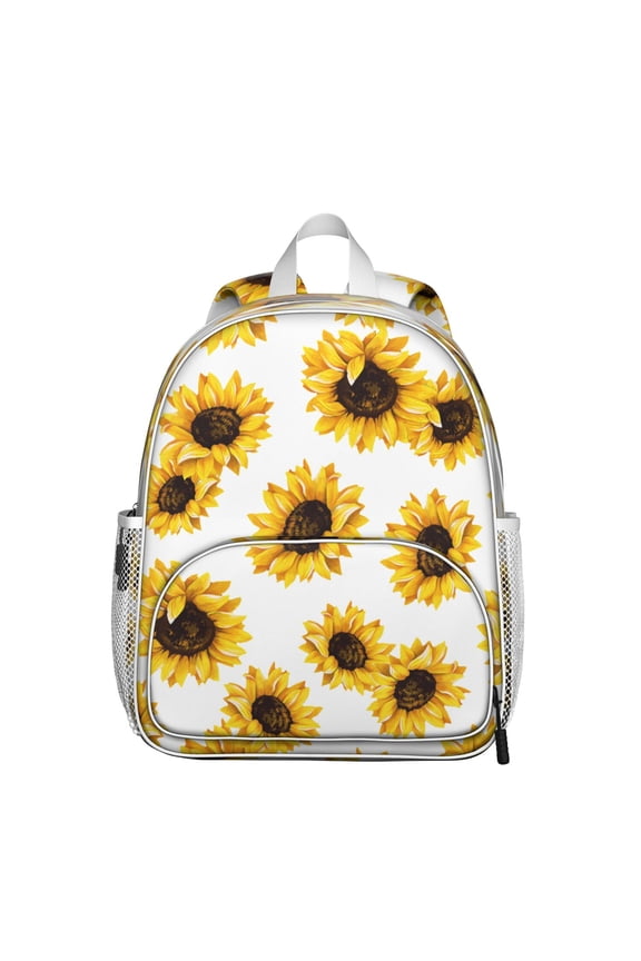 Bloom Sunflower Pattern Backpack - Comfort-fit Padded School Bag with Double Zipper Sliders