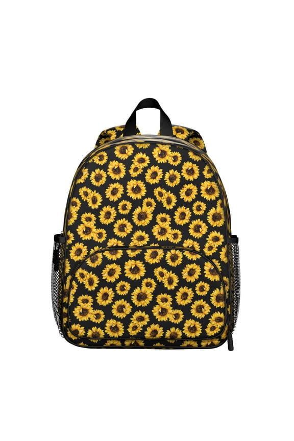 Bloom Sunflower Pattern Backpack - Comfort-fit Padded School Bag with Double Zipper Sliders