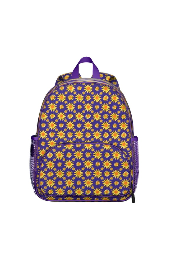 Bloom Sunflower Pattern Backpack - Comfort-fit Padded School Bag with Double Zipper Sliders