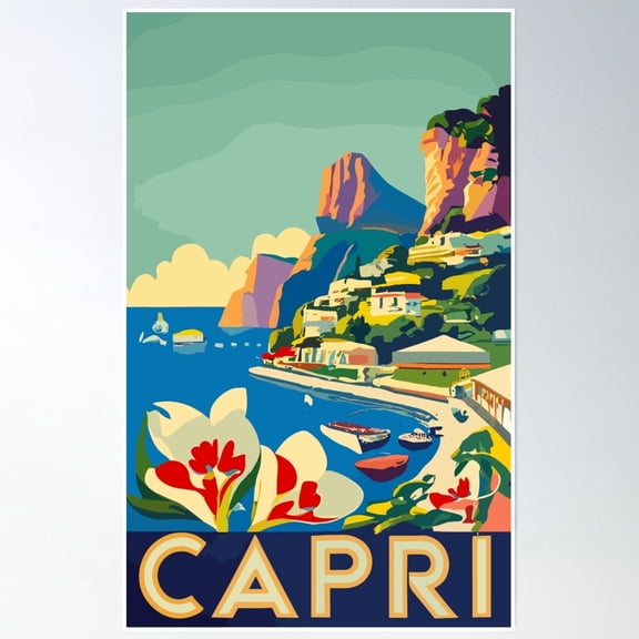 Bloom Theory A Vintage Travel Art Of Capri - Italy Poster Wall Art, Modern Wall Decor, 8x12 UNFRAMED