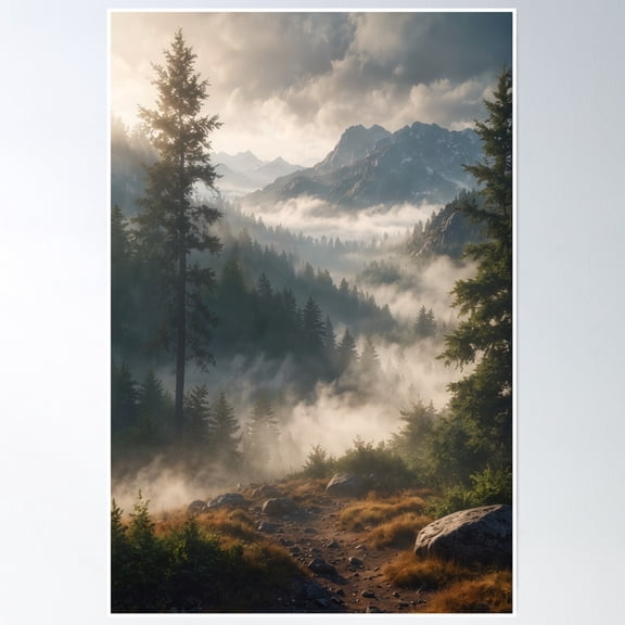 Bloom Theory Amazing Scene With Mountains Sunset Lights Poster Wall Art, Modern Wall Decor, 8x12 UNFRAMED
