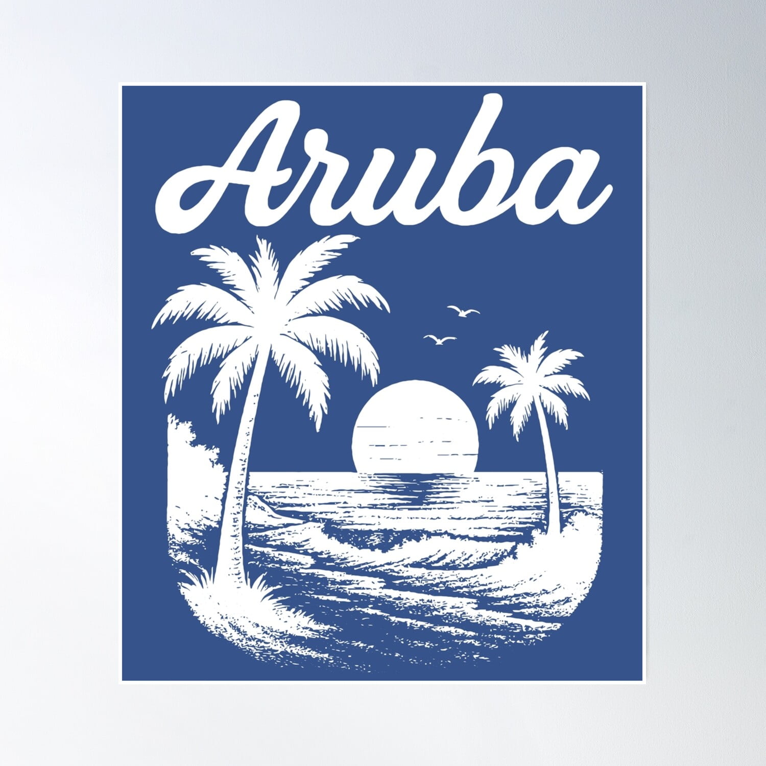 Bloom Theory Aruba (With White Lettering) Poster Wall Art, Modern Wall ...