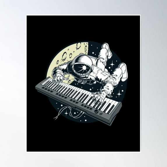 Bloom Theory Astronaut Keyboard - Space Musician Music Lover Poster Wall Art, Modern Wall Decor, 8x12 UNFRAMED