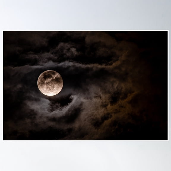 Bloom Theory Beautiful Picture Of Full Moon Poster Wall Art, Modern Wall Decor, 8x12 UNFRAMED