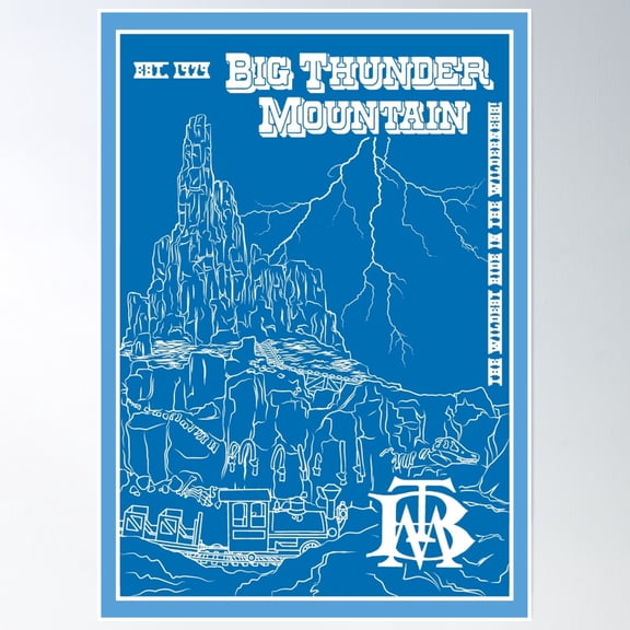 Bloom Theory Big Thunder (Blueprint) Poster Wall Art, Modern Wall Decor, 8x12 UNFRAMED