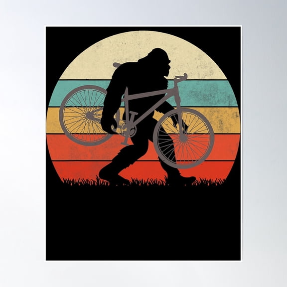 Bloom Theory Bigfoot Mountain Bike - Biking Cycling Sasquatch Poster Wall Art, Modern Wall Decor, 8x12 UNFRAMED