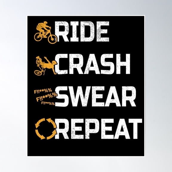 Bloom Theory Biking Mountain Biker Bike Poster Wall Art, Modern Wall Decor, 12x18 UNFRAMED