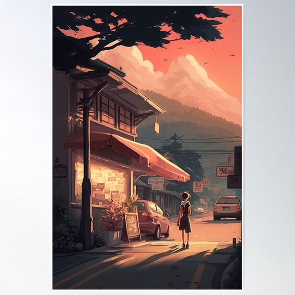 Bloom Theory Calm Sunset In Town Poster Wall Art, Modern Wall Decor, 8x12 UNFRAMED