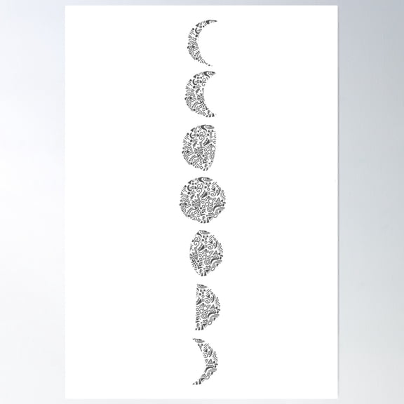 Bloom Theory Complex Moon Phases Poster Wall Art, Modern Wall Decor, 8x12 UNFRAMED