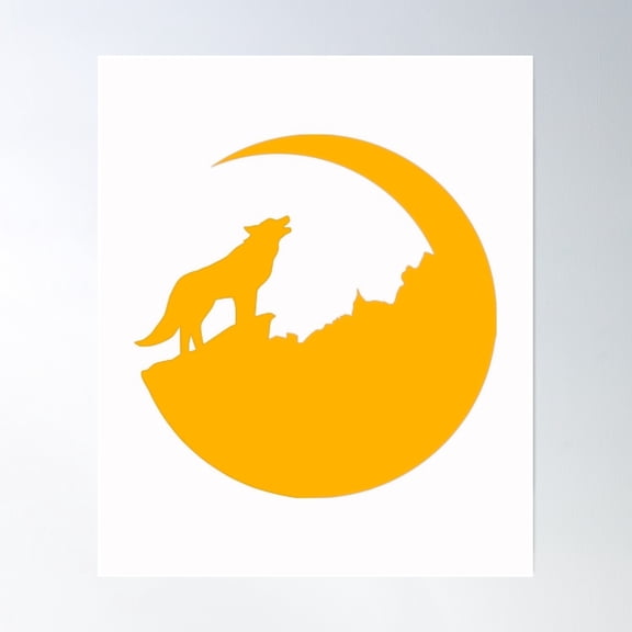 Bloom Theory Cool Moon Wolf Illustation Art. Poster Wall Art, Modern Wall Decor, 24x36 UNFRAMED