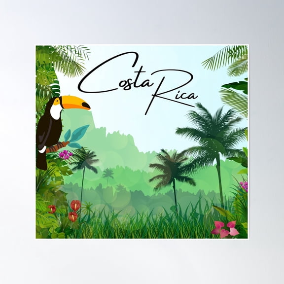 Bloom Theory Costa Rica Jungle And Tucan Poster Wall Art, Modern Wall Decor, 8x12 UNFRAMED