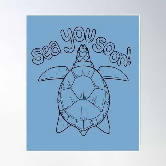 Bloom Theory Diy Sea You Soon Turtle Art Do It Yourself Coloring Gear Poster Wall Art, Modern Wall Decor, 8x12 UNFRAMED