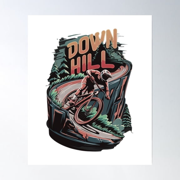 Bloom Theory Down Hill Mountain Poster Wall Art, Modern Wall Decor, 12x18 UNFRAMED