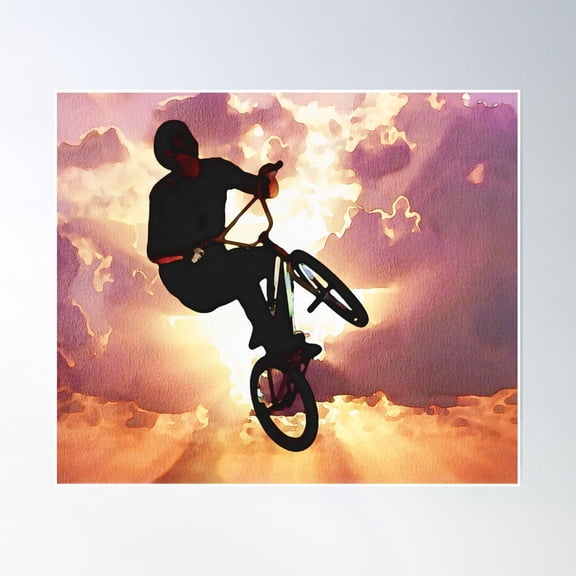 Bloom Theory Downhill Mountain Biking T Poster. Watercolour Effectposter Wall Art, Modern Wall Decor, 12x18 UNFRAMED