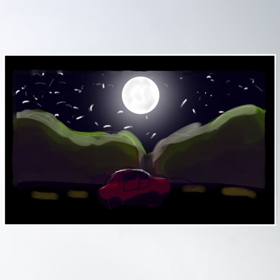 Bloom Theory Driving At Night Poster Wall Art, Modern Wall Decor, 24x36 UNFRAMED
