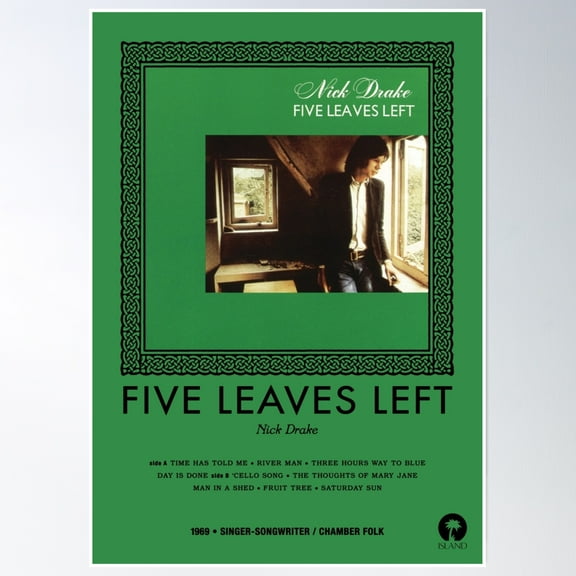 Bloom Theory Five Leaves Left Poster Wall Art, Modern Wall Decor, 12x18 UNFRAMED