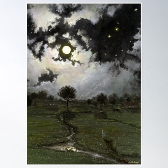 Bloom Theory Full Moon Poster Wall Art, Modern Wall Decor, 24x36 UNFRAMED