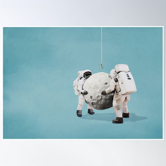 Bloom Theory Hanging The Moon Poster Wall Art, Modern Wall Decor, 8x12 UNFRAMED