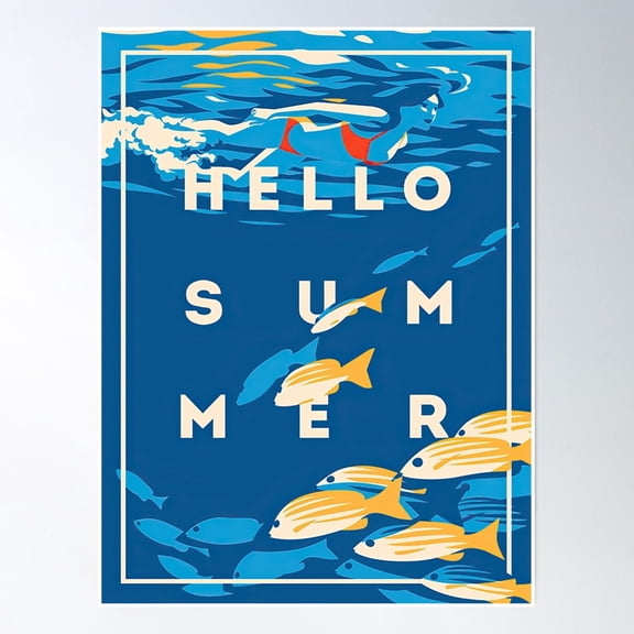 Bloom Theory Hello Summer Vacationposter Wall Art, Modern Wall Decor, 8x12 UNFRAMED